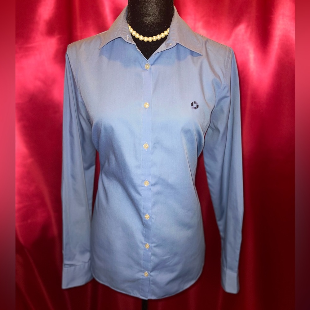 Chase Bank Lands End BLUE Uniform Button Down